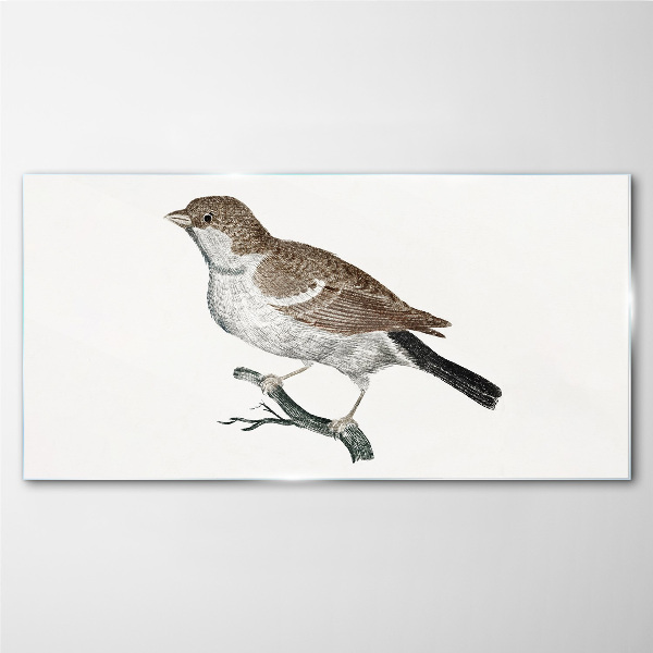 Figure animal bird branch Glass Print