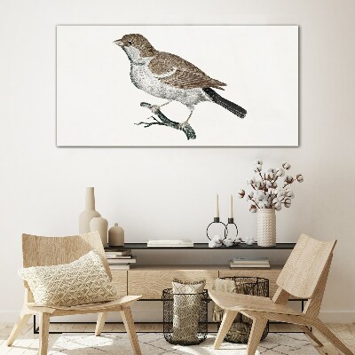 Nightingale on a branch Glass art print
