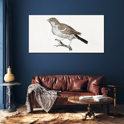 Nightingale on a branch Glass art print