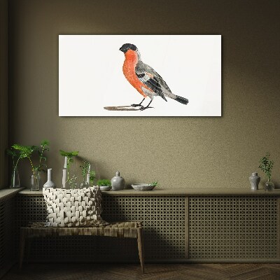 Robin against a white background Wall art on glass