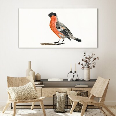 Robin against a white background Wall art on glass