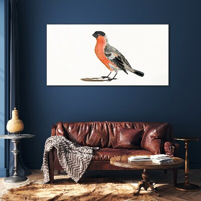 Robin against a white background Wall art on glass