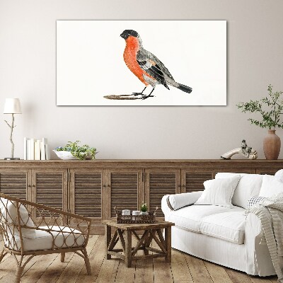 Robin against a white background Wall art on glass