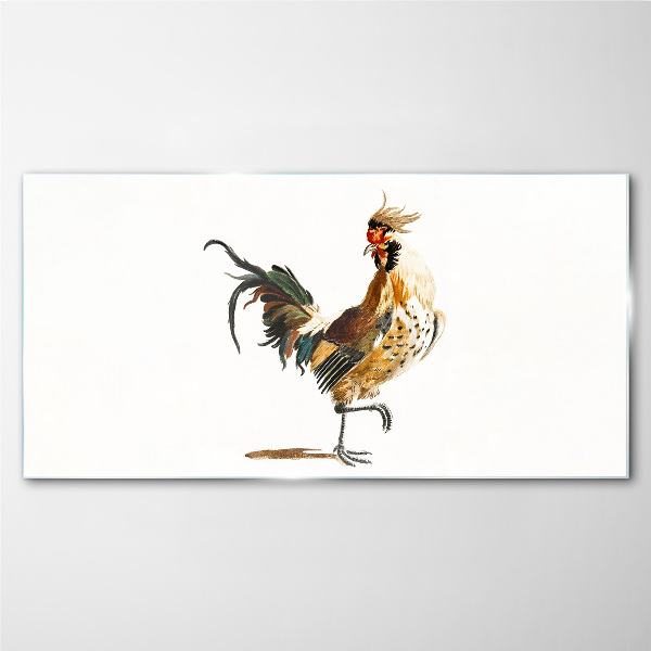 Rooster on the move Glass art print