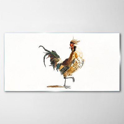 Rooster on the move Glass art print