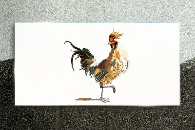 Rooster on the move Glass art print