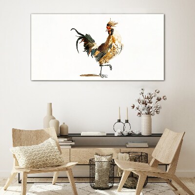 Rooster on the move Glass art print