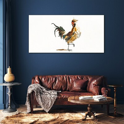 Rooster on the move Glass art print