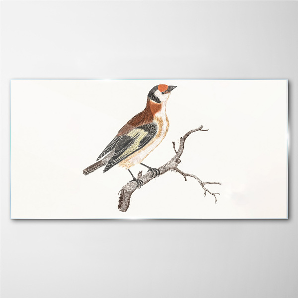 Bird on a branch Wall art on glass