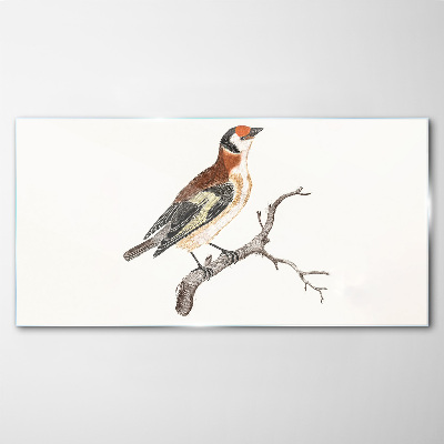 Bird on a branch Wall art on glass