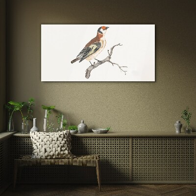 Bird on a branch Wall art on glass