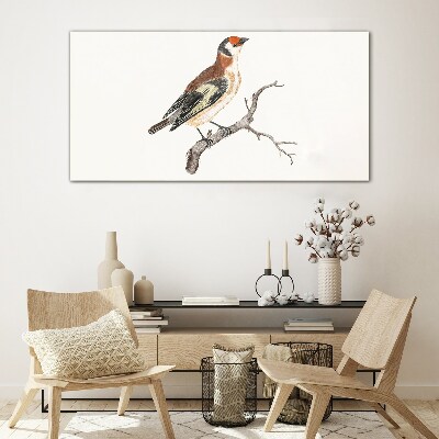 Bird on a branch Wall art on glass