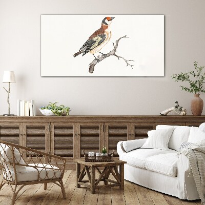 Bird on a branch Wall art on glass