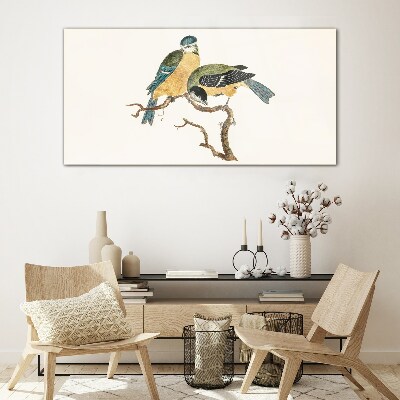 Drawing animals birds Glass Print