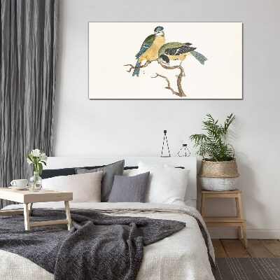 Winged friends on a branch Wall art on glass