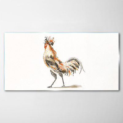 Rooster on the move Glass art print