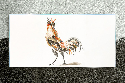 Rooster on the move Glass art print