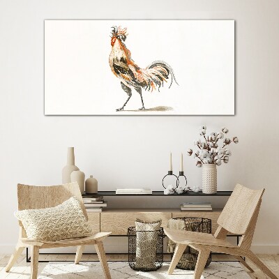 Rooster on the move Glass art print