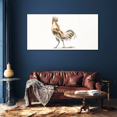 Rooster on the move Glass art print