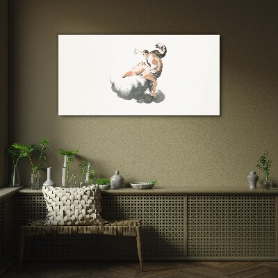 Figure on a cloud Wall art on glass