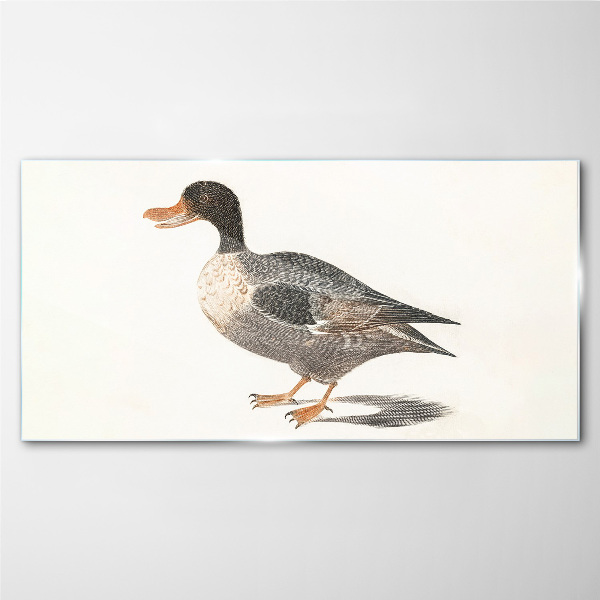 Duck in naturalistic style Glass art print