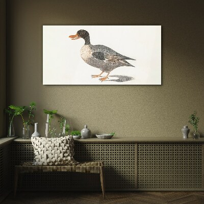 The bird drawing duck Glass Print