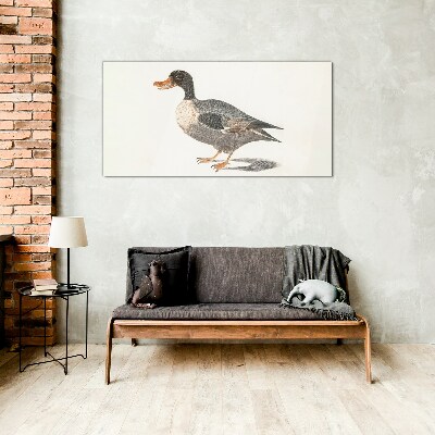 The bird drawing duck Glass Print