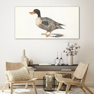 The bird drawing duck Glass Print