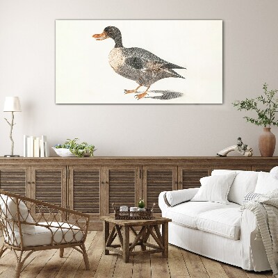 The bird drawing duck Glass Print