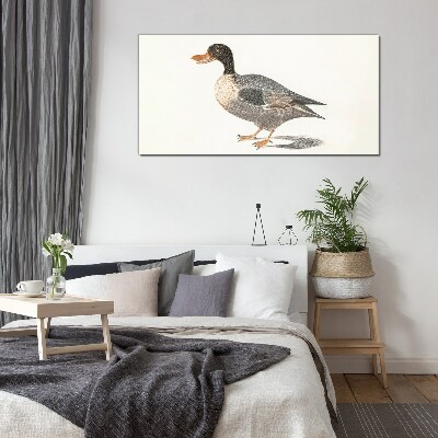Duck in naturalistic style Glass art print