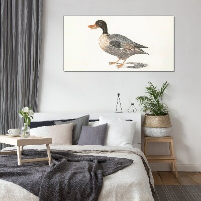 The bird drawing duck Glass Print