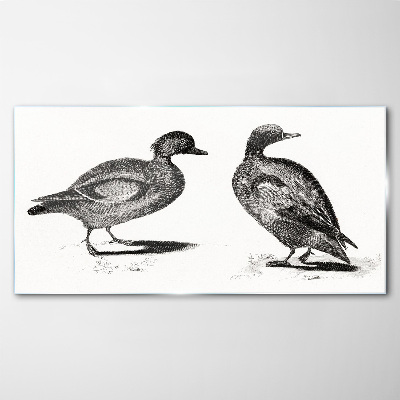Two ducks in a monochromatic style Glass art print