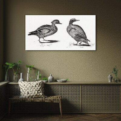 Two ducks in a monochromatic style Glass art print
