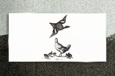 The bird world in black and white Glass art print