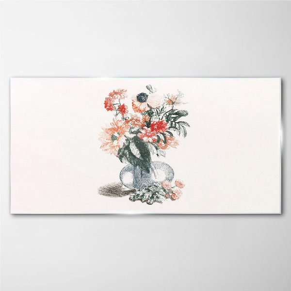 Flower bouquet in a vase Wall art on glass