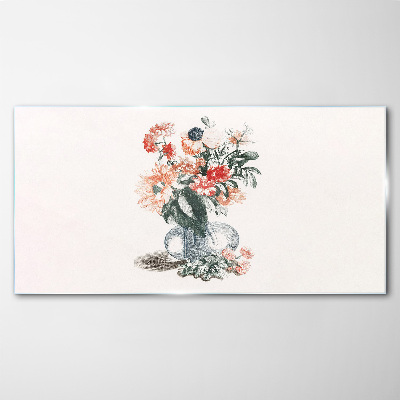 Flower bouquet in a vase Wall art on glass