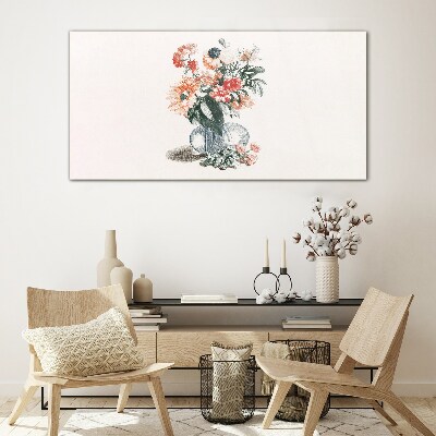 Flower bouquet in a vase Wall art on glass