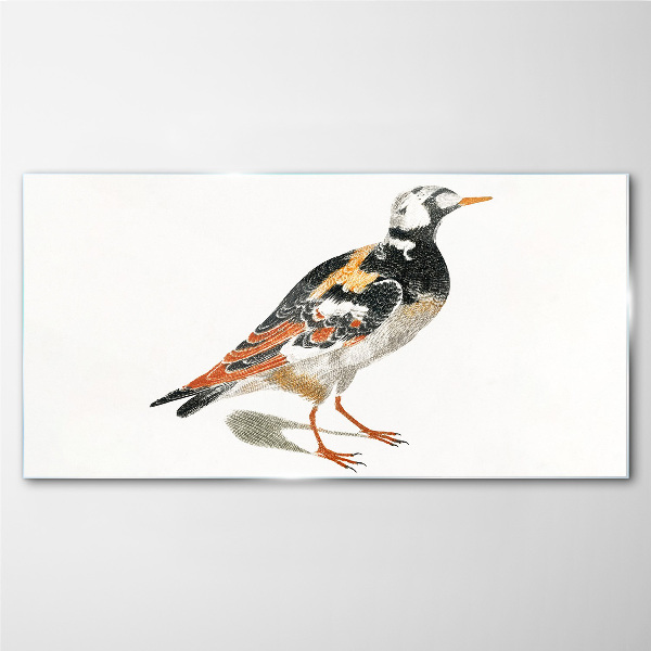 Bird on a white background Wall art on glass