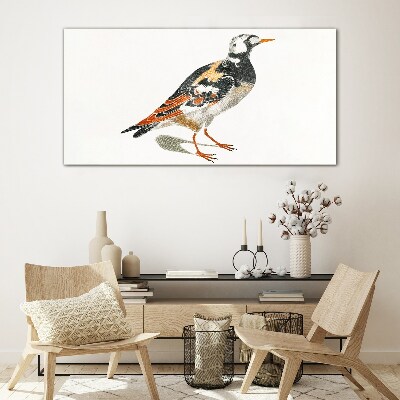 Bird on a white background Wall art on glass