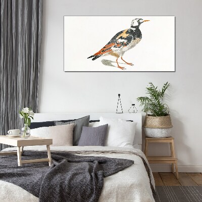 Bird on a white background Wall art on glass