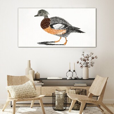 Duck in graphic style Glass art print