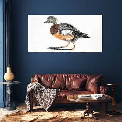 Duck in graphic style Glass art print