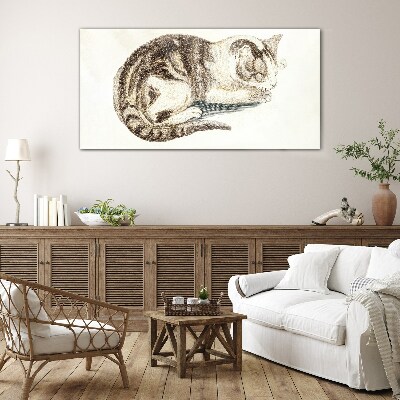 Drawing animal cat Glass Print