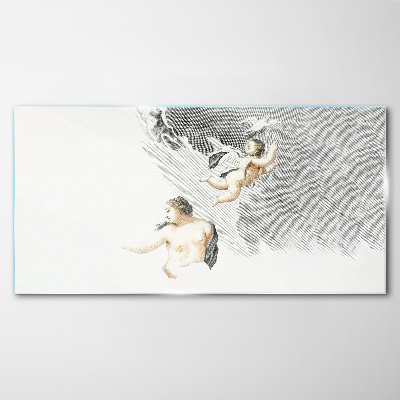 Angels in the clouds Wall art on glass