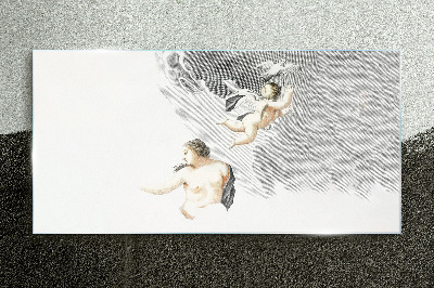 Angels in the clouds Wall art on glass