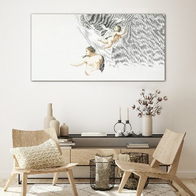 Angels in the clouds Wall art on glass