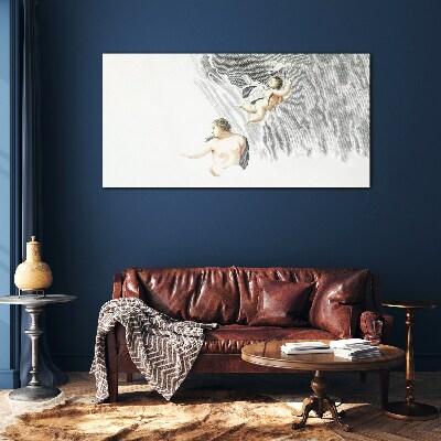 Angels in the clouds Wall art on glass
