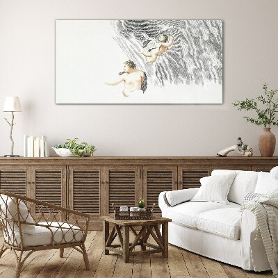 Angels in the clouds Wall art on glass