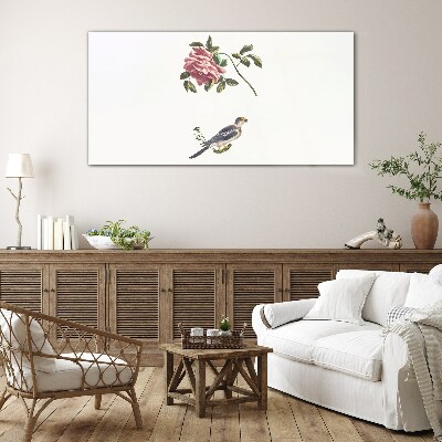 Animal bird branch flower Glass Print