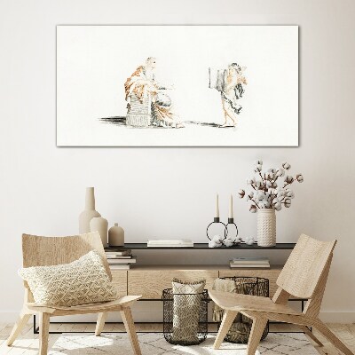 Dialogue between wise men Wall art on glass